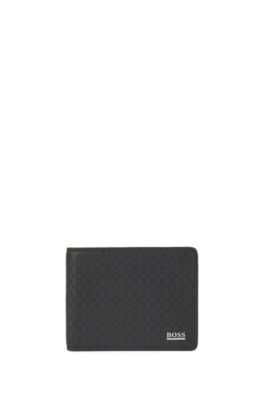 Hugo Boss - Billfold Wallet In Italian Leather With Lasered Monogram Detailing - Black
