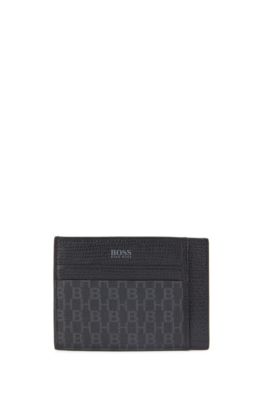 Hugo Boss - Card Holder In Mixed Materials With Monogram Details - Black