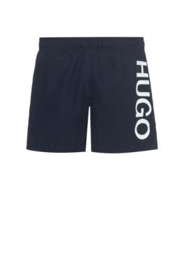 Logo swim shorts in quick-drying fabric, Dark Blue