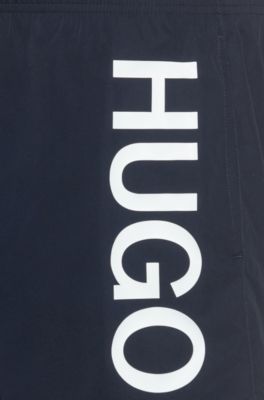 Logo swim shorts in quick-drying fabric, Dark Blue