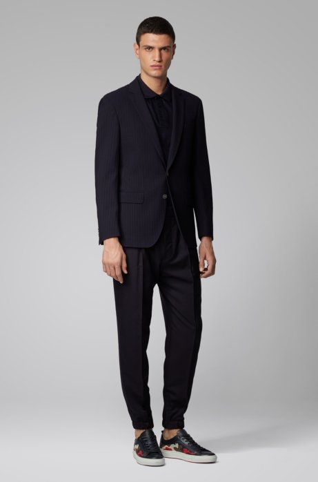 HUGO BOSS HUGO BOSS - CAMOUFLAGE PATTERN SNEAKERS WITH CALF LEATHER TRIMS - LIGHT BLUE