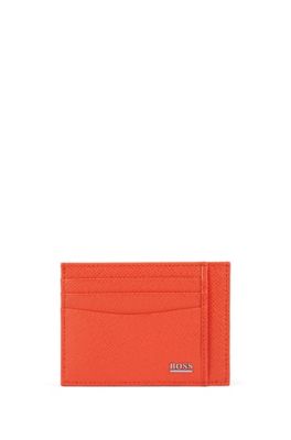 Hugo Boss - Signature Collection Card Holder In Palmellato Leather - Orange