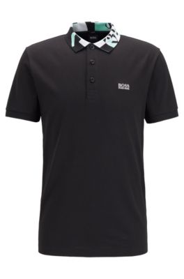 BOSS - Slim-fit polo shirt with S.Café 