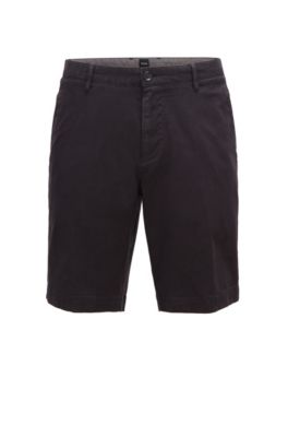 Hugo Boss - Slim Fit Shorts In Stretch Cotton With French Pocket - Black