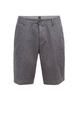 Hugo Boss - Slim Fit Shorts In Stretch Cotton With French Pocket - Grey