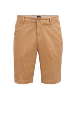 Hugo Boss - Slim Fit Shorts In Stretch Cotton With French Pocket - Beige