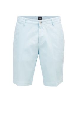 Hugo Boss - Slim Fit Shorts In Stretch Cotton With French Pocket - Light Blue