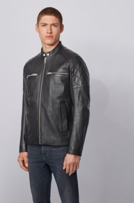 hugo boss slim fit leather jacket