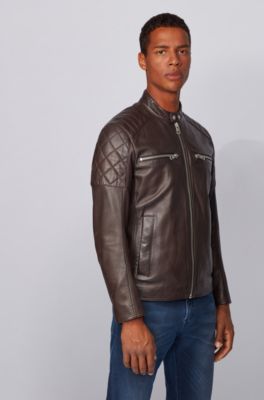 hugo boss slim fit leather jacket