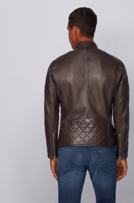 boss men's leather jacket sale