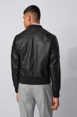 boss black leather jacket