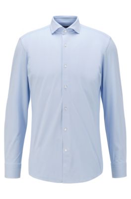 BOSS - Slim-fit shirt in structured performance-stretch ...