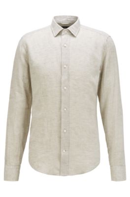 Slim-fit shirt in washed Italian linen