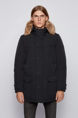 hugo boss parka fur hood