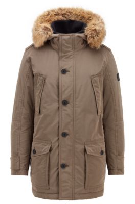 hugo boss parka fur hood