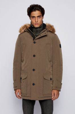 khaki fur parka