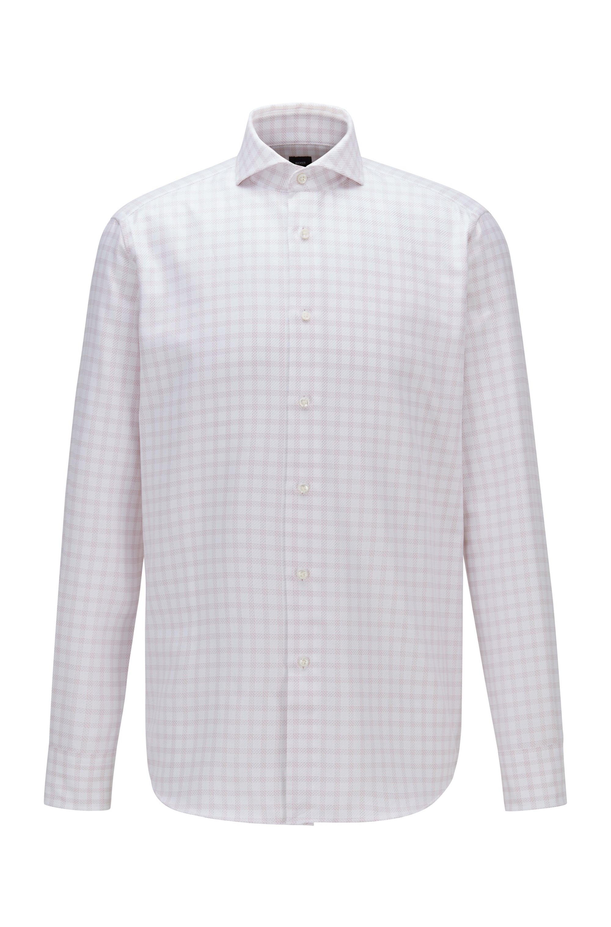 Regular-fit shirt in Glen-check Italian cotton, Pink