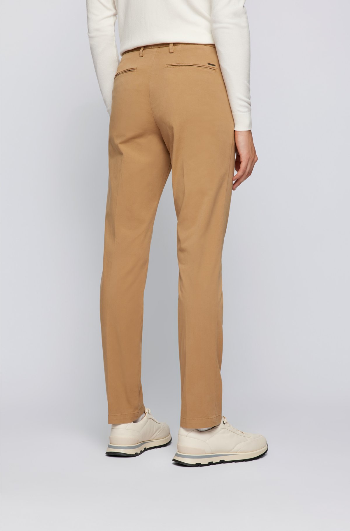 BOSS - Tapered-fit pants in stretch-cotton gabardine