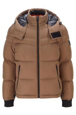 BOSS - Water-repellent down jacket with removable hood