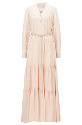 Boss Silk Maxi Dress With Voluminous Skirt