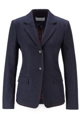 stretch denim blazer
