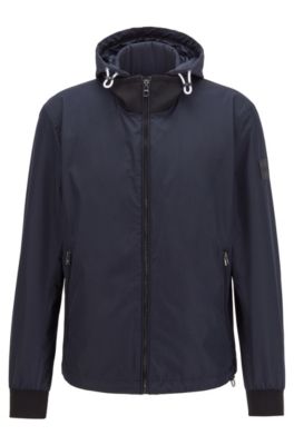 Hugo Boss - Blouson-style jacket in laminated fabric with detachable hood