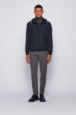 Hugo Boss Blouson-style jacket in laminated fabric with detachable hood. 3