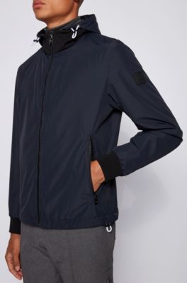 Hugo Boss Blouson-style jacket in laminated fabric with detachable hood. 6