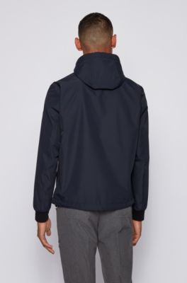 Hugo Boss Blouson-style jacket in laminated fabric with detachable hood. 5