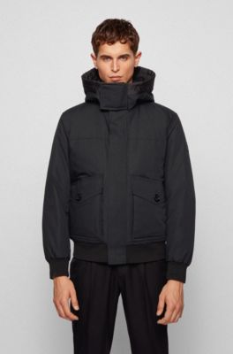 black hooded down jacket