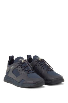 hugo boss blue leather trainers