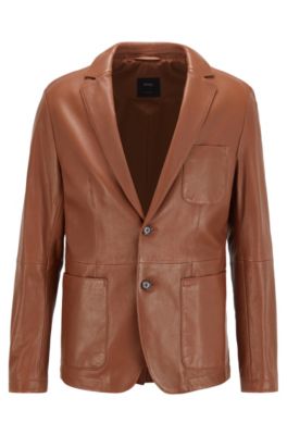 BOSS - Slim-fit jacket in lamb leather