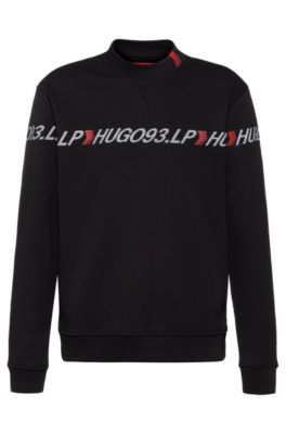 HUGO - Sudadera unisex de felpa de rizo con cinta de logos y galones