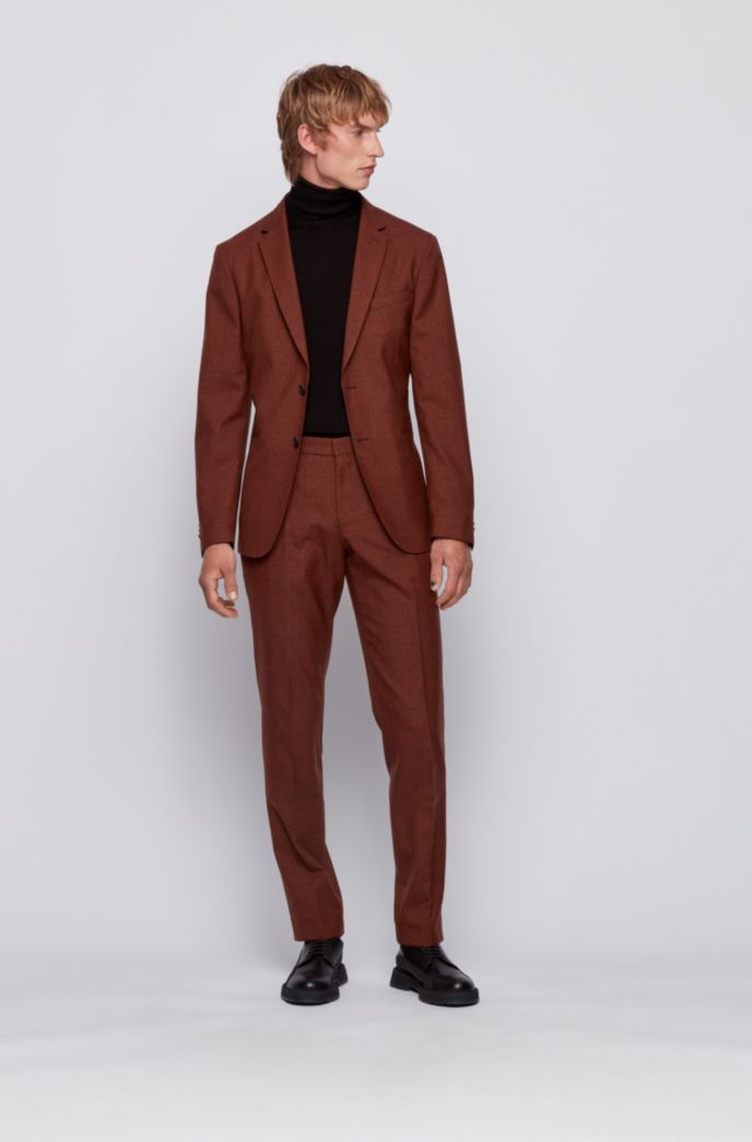 Boss Slim Fit Pants In Washable Melange Virgin Wool