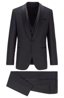 black 3 piece suit slim fit