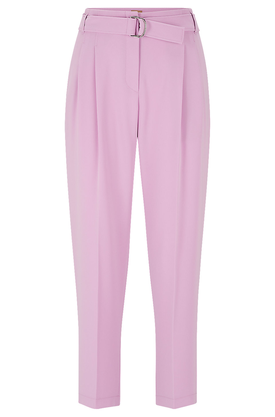 BOSS - Regular-fit crepe trousers with paper-bag waist