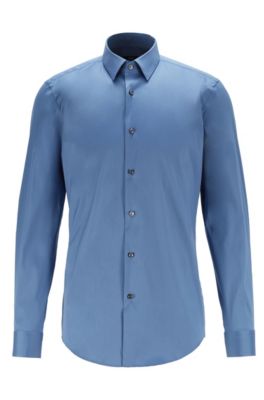 Hugo Boss - Slim Fit Shirt In Cotton Blend Stretch Poplin - Light Blue