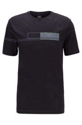 BOSS - Camiseta de algodón puro con logo estampado en bloque