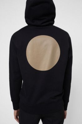 Hugo Boss Cotton-fleece hoodie with reflective golden sun prints. 4
