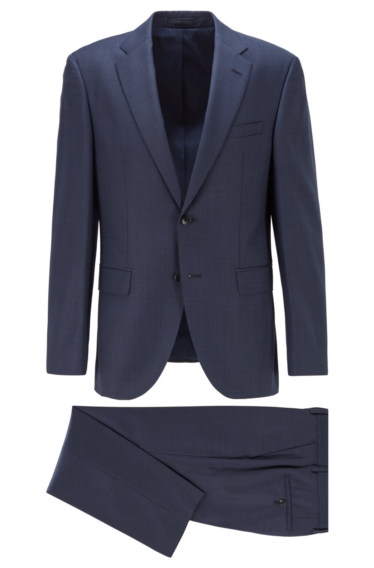 BOSS - Regular-fit suit in micro-patterned virgin-wool serge