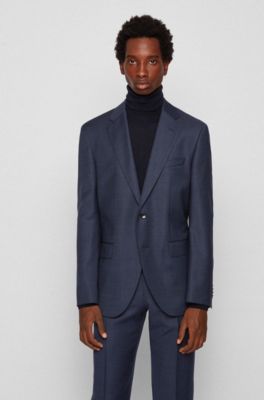 BOSS - Regular-fit Suit In Micro-patterned Virgin-wool Serge