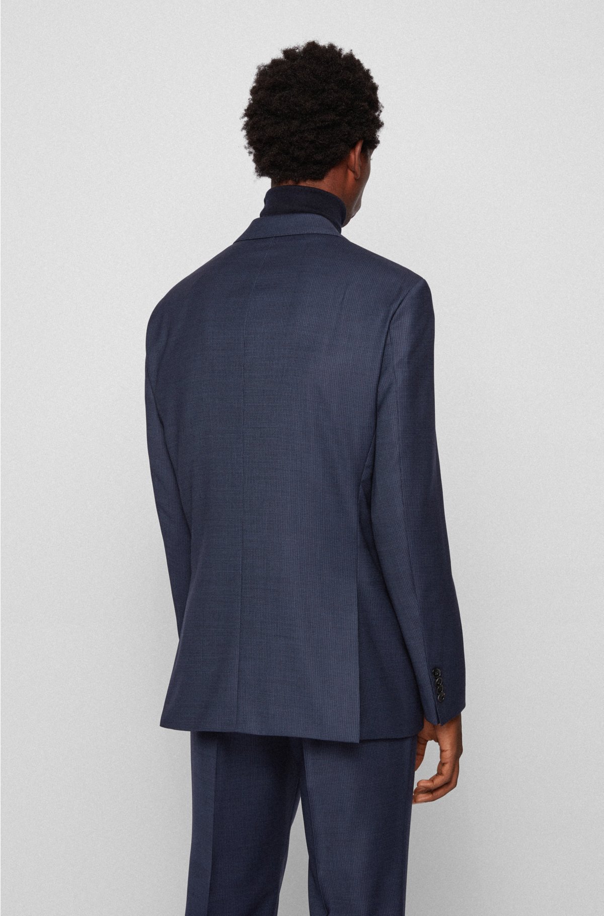 BOSS - Regular-fit suit in micro-patterned virgin-wool serge