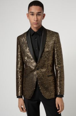 Hugo Boss Extra slim fit dinner jacket in golden sequins