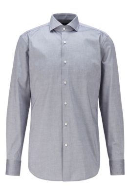 BOSS - Camisa slim fit de planchado fácil en tejido dobby de algodón