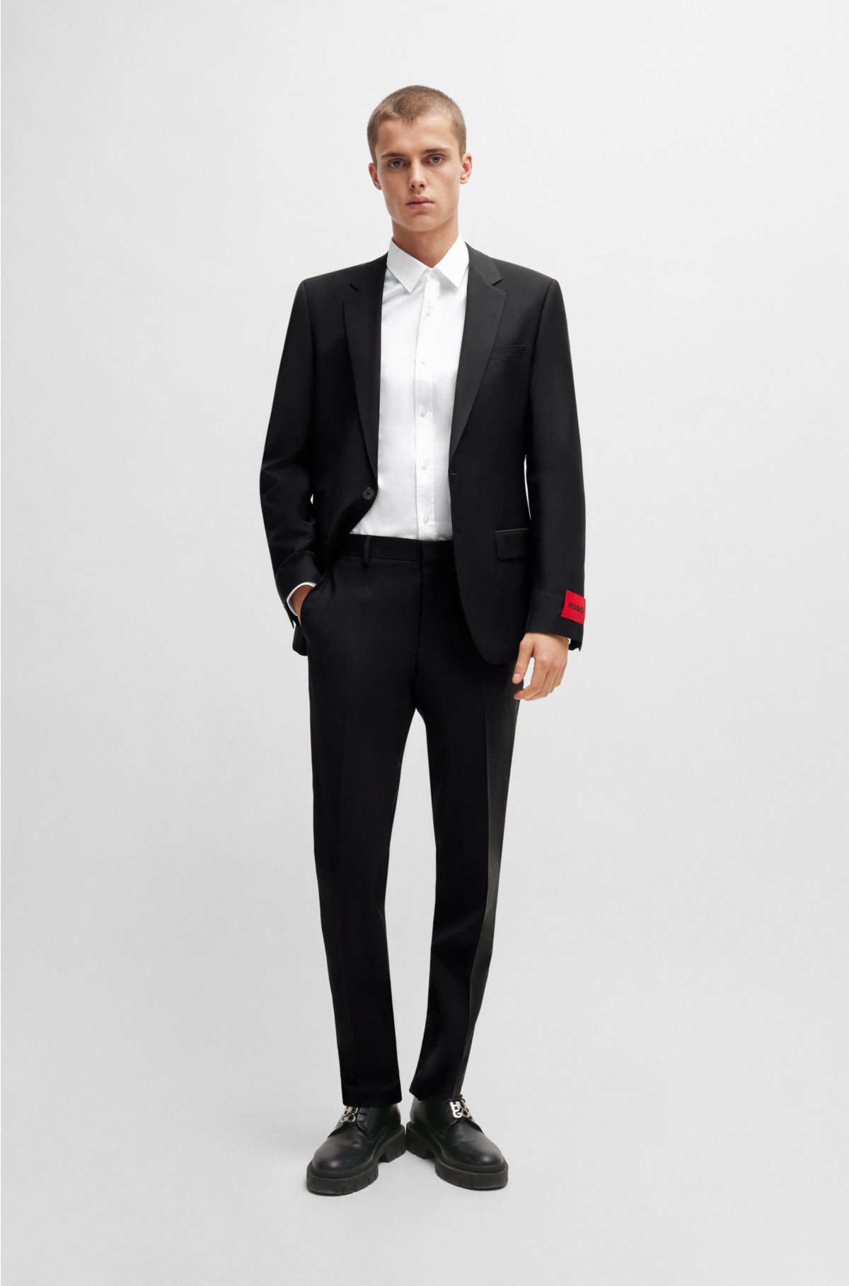 Stretch fabric super slim-fit suit pants - Men