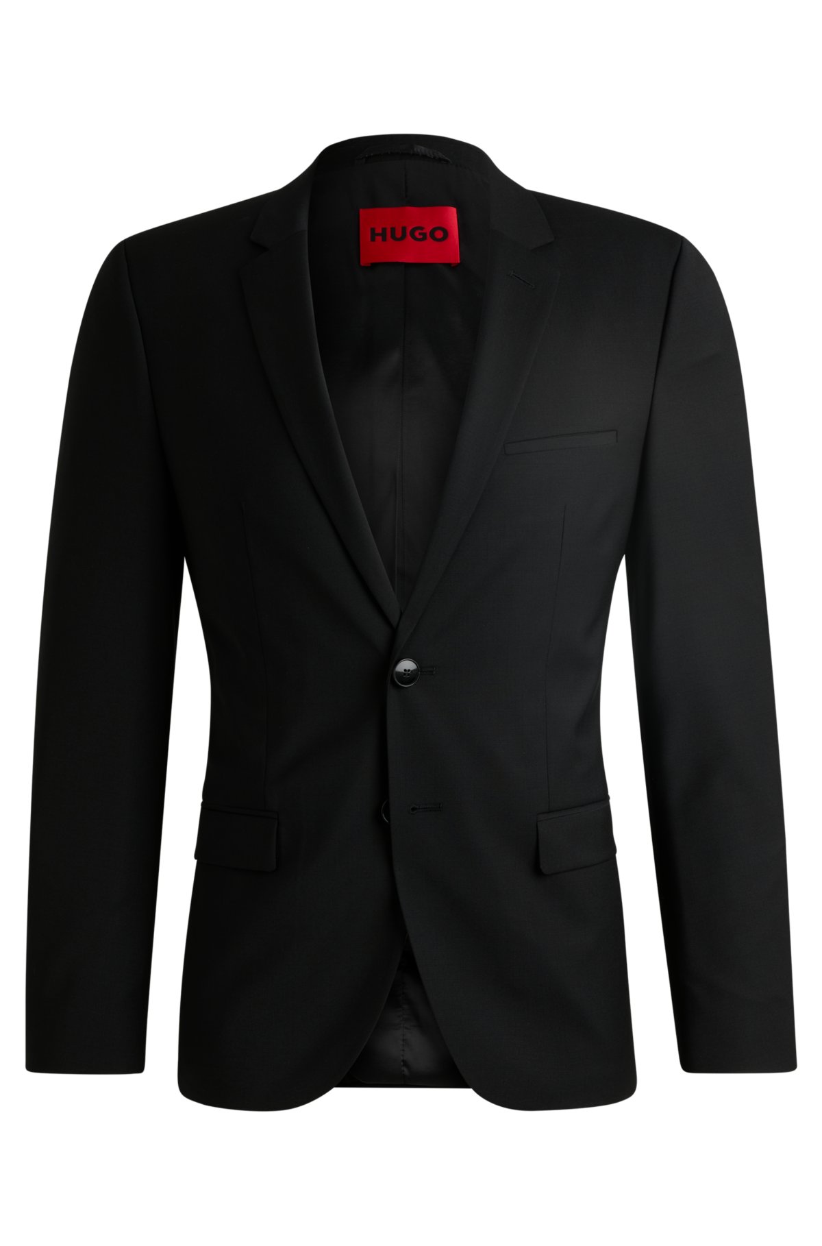 Extra-slim-fit jacket in bi-stretch fabric, Black