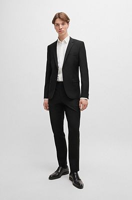 BOSS - Slim-fit pants in stretch fabric with pintuck pleats