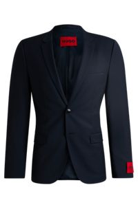 Extra-slim-fit jacket in a stretch-wool blend, Dark Blue