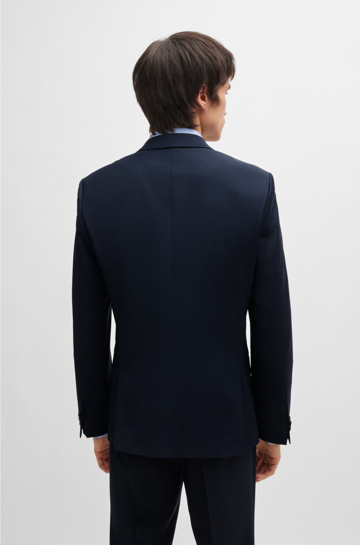 Extra-slim-fit jacket in bi-stretch fabric, Dark Blue
