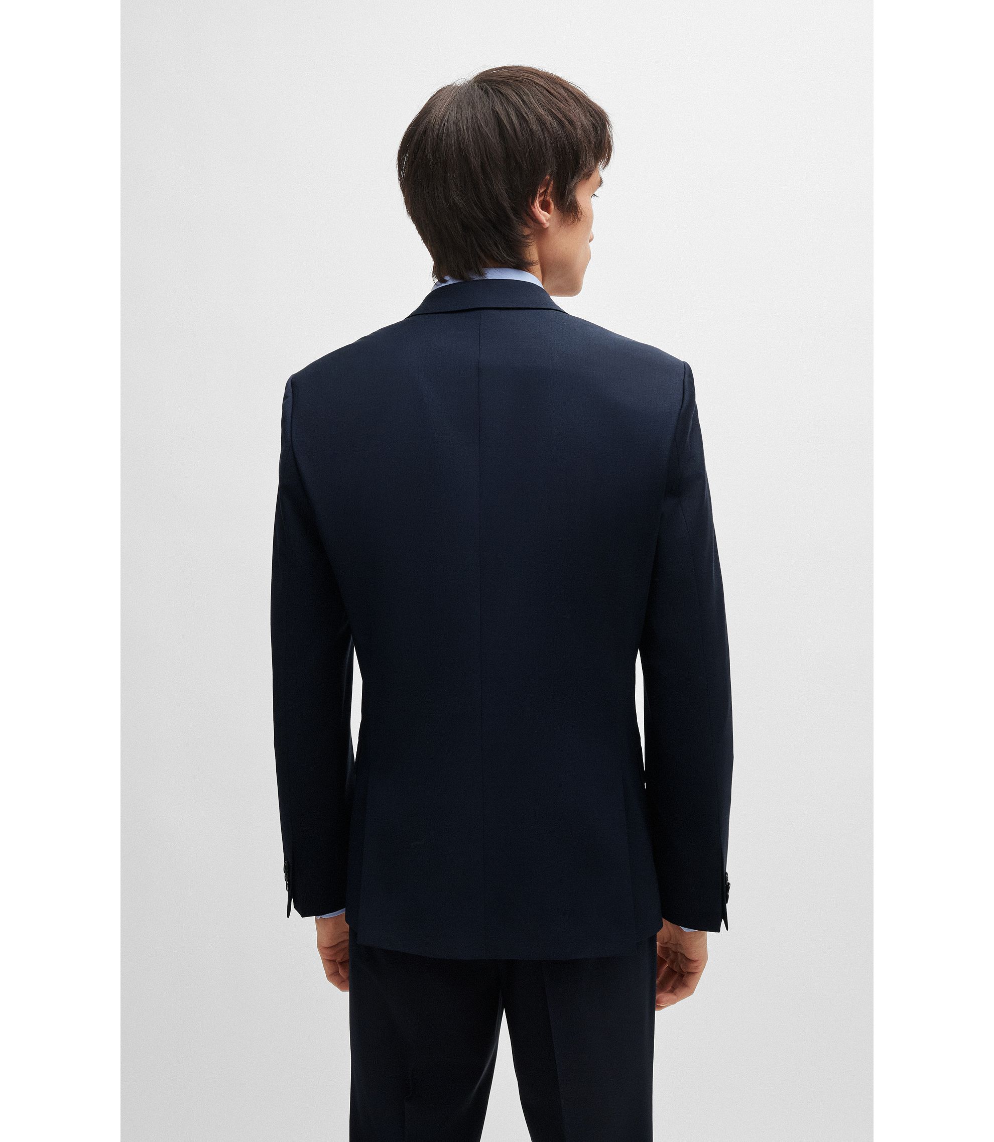 HUGO - Extra-slim-fit jacket in a stretch-wool blend - Dark Blue HUGO - Extra-slim-fit jacket in a stretch-wool blend - Dark Blue